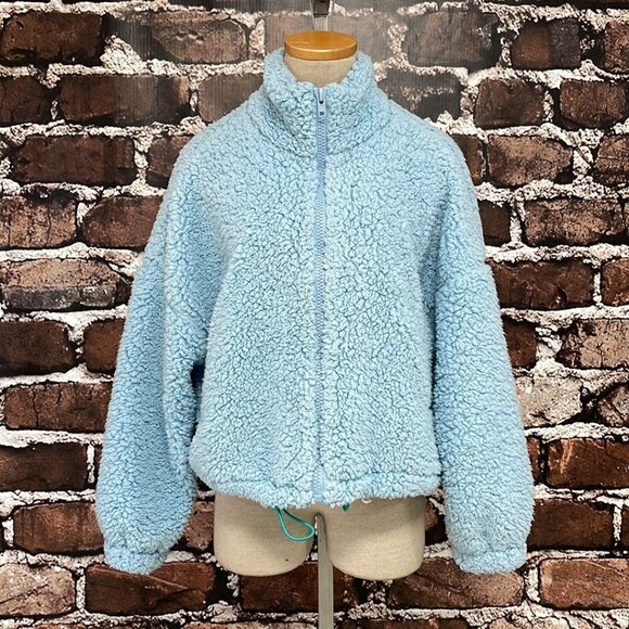 Urban Outfitters Shearling Fleece Full Zip Pockets Blue Size Small S - Picture 5 of 15